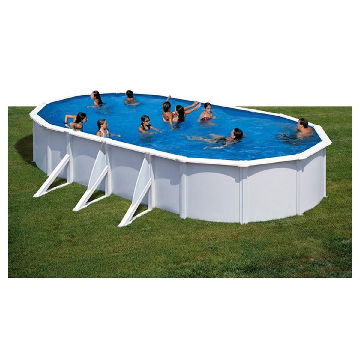 GRE - Piscina estructural acero 730x370x120 cm blanca