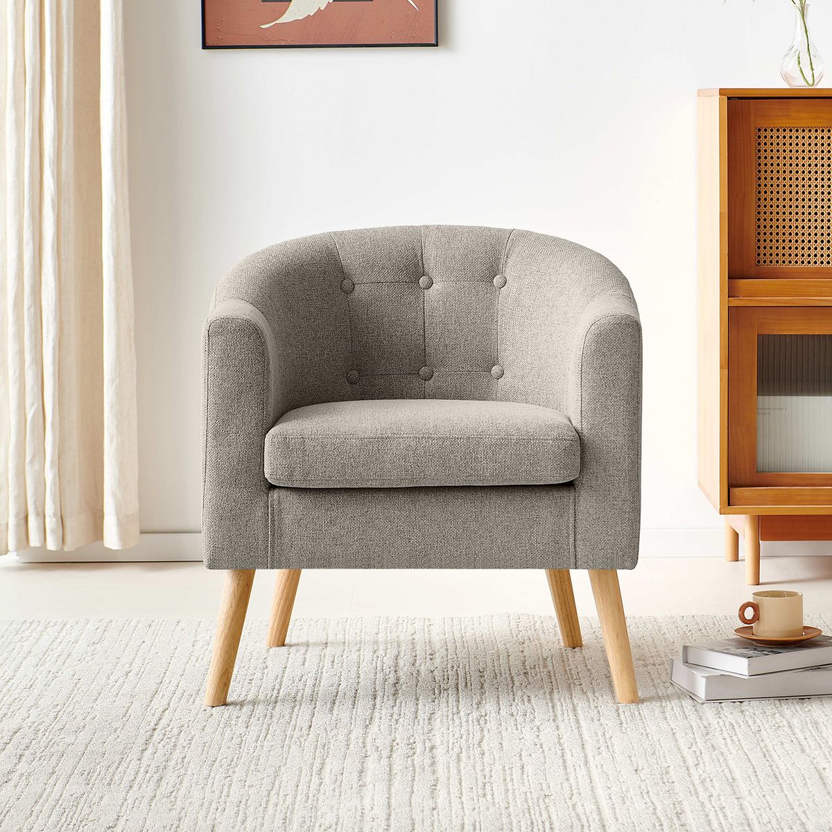 JUST HOME COLLECTION - Poltrona 1 cuerpo Lucia 70x75x65 cm Gris