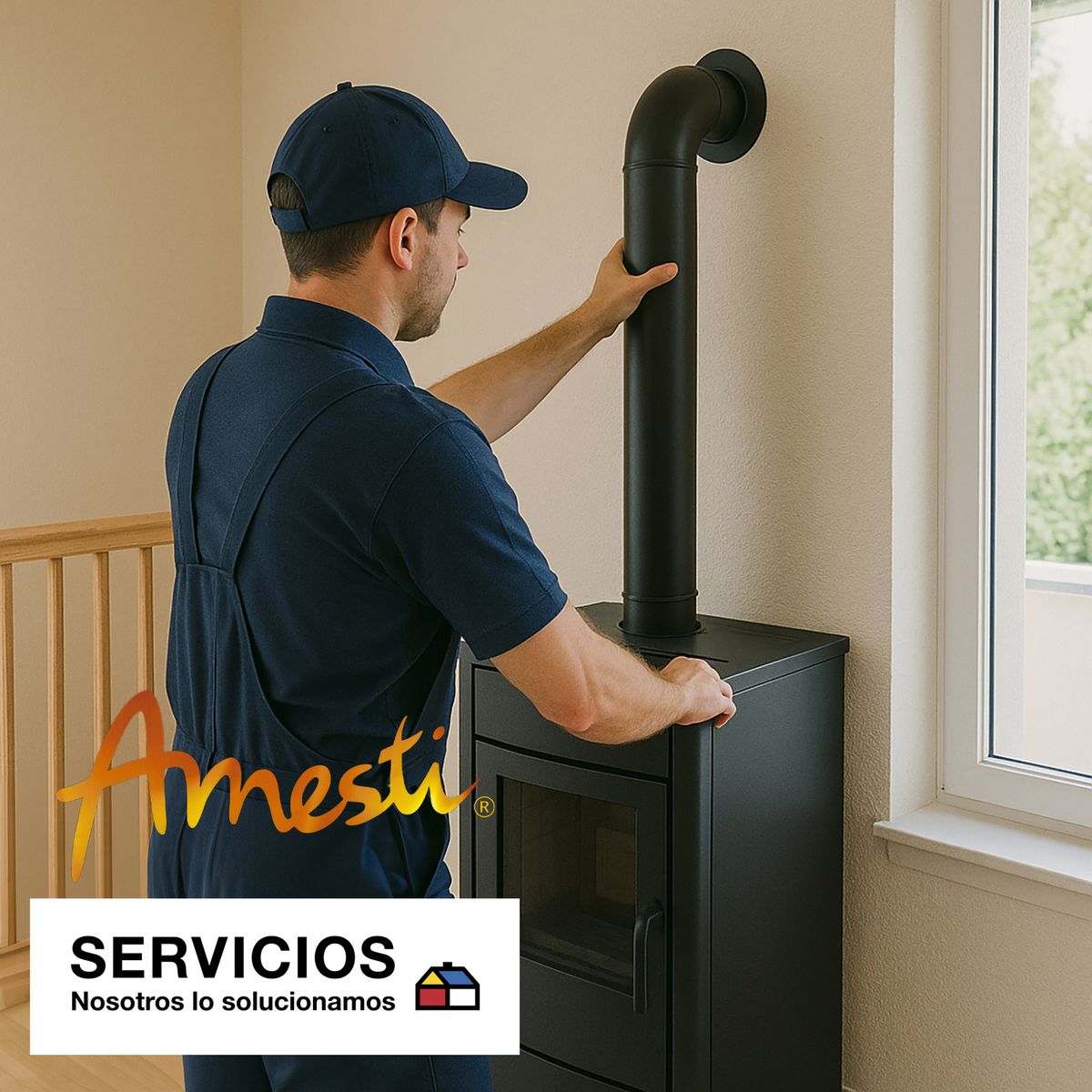 SERVICIOS HOGAR - Instalación Calefactor a Pellet en casa de 2 pisos AMESTI