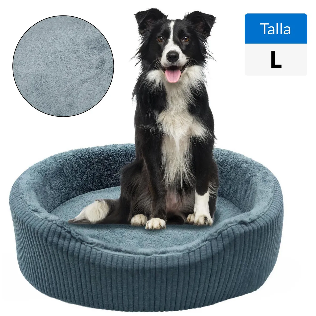 PETIZOOS - Cama Mascota Talla L con Cojín para Perro 20x68x84 cm Blanco/Negro