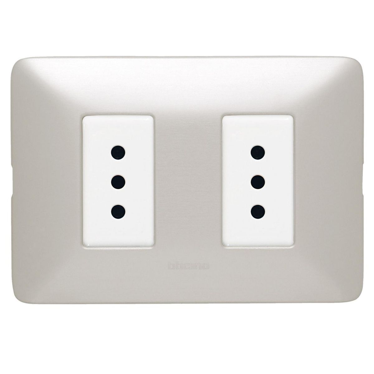 BTICINO - Tomacorriente Doble Armado 10A Aluminio