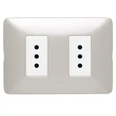 BTICINO - Tomacorriente Doble Armado 10A Aluminio