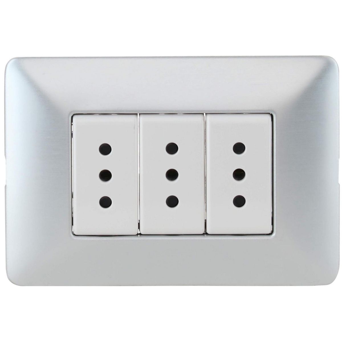 BTICINO - Tomacorriente Triple Armado 10A Aluminio