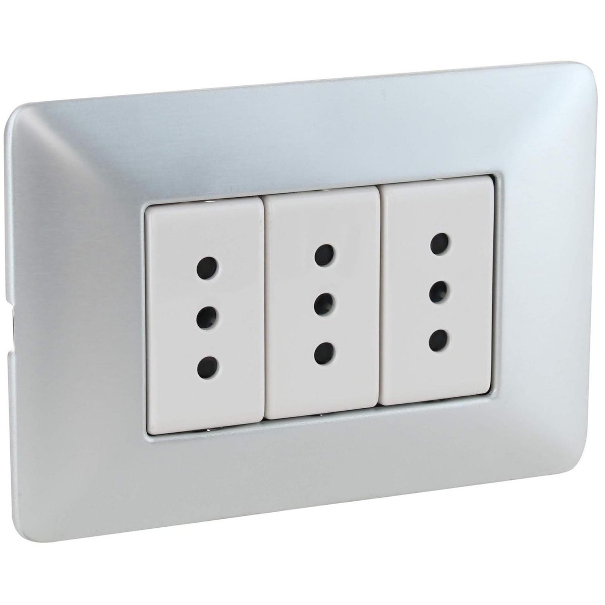 BTICINO - Tomacorriente Triple Armado 10A Aluminio