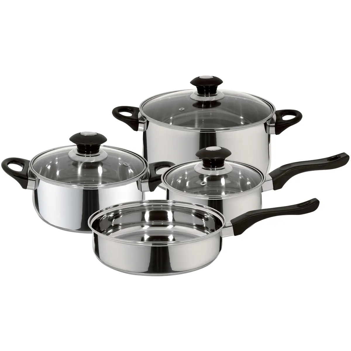 FANTUZZI - Batería de Cocina 7 Piezas Acero inoxidable Corazza Plateado