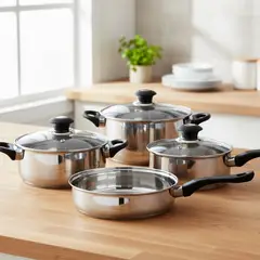 FANTUZZI - Batería de Cocina 7 Piezas Acero inoxidable Corazza Plateado