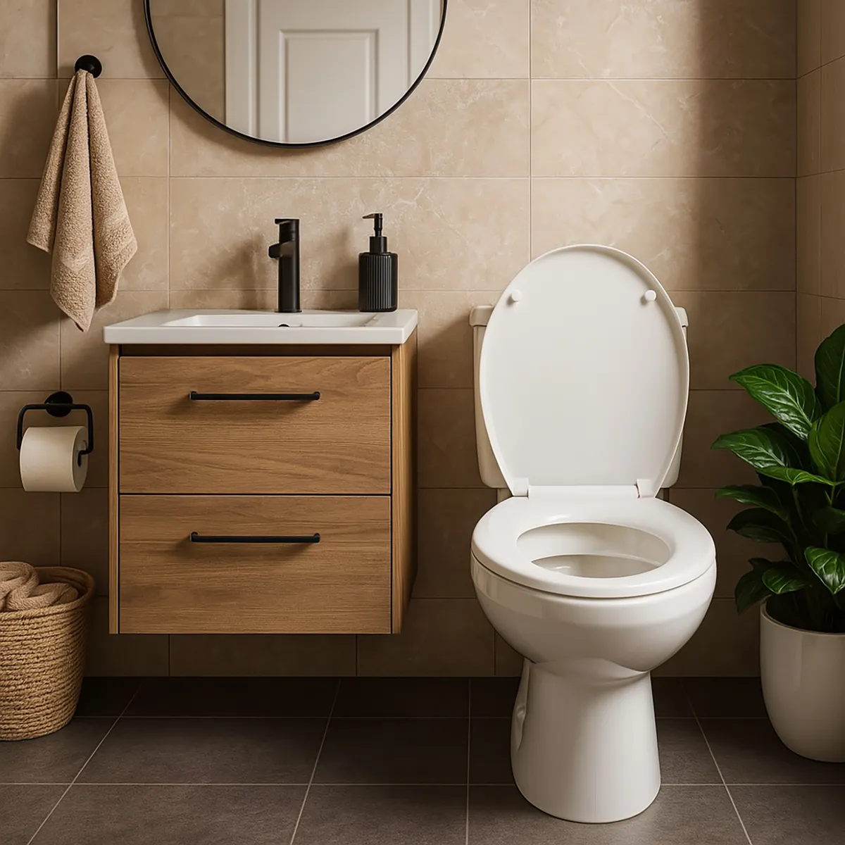 FANALOZA - Asiento WC redondo plástico blanco