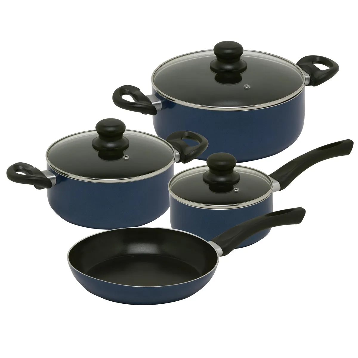 MARMICOC - Batería de Cocina 7 Piezas Acero inoxidable Slide Azul