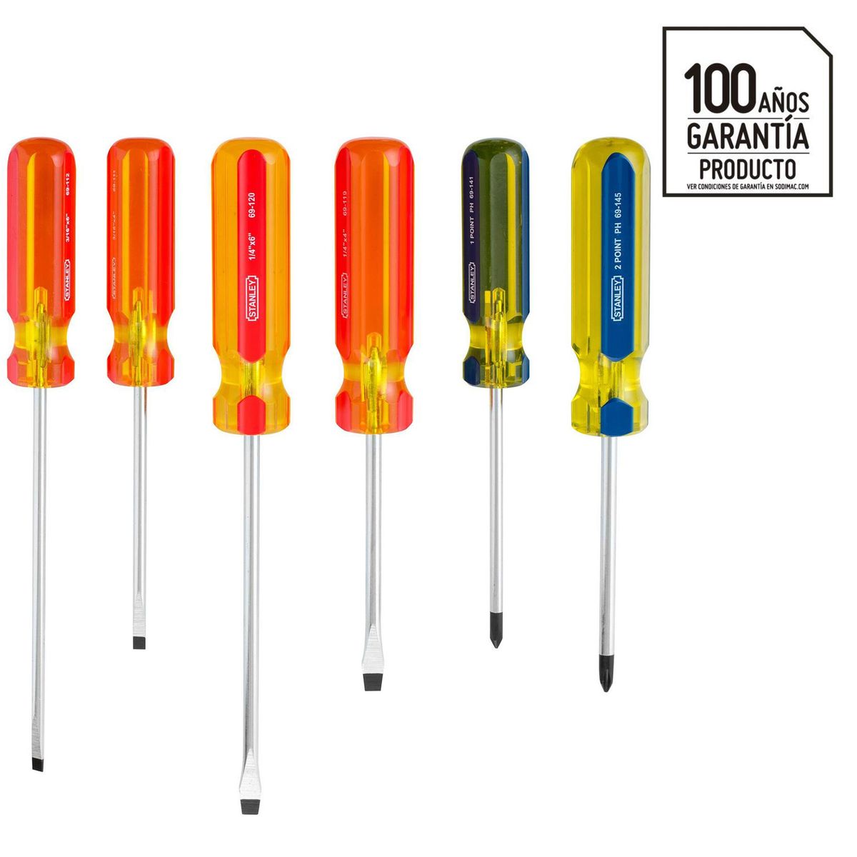STANLEY - Set de destornilladores acero 6 unidades