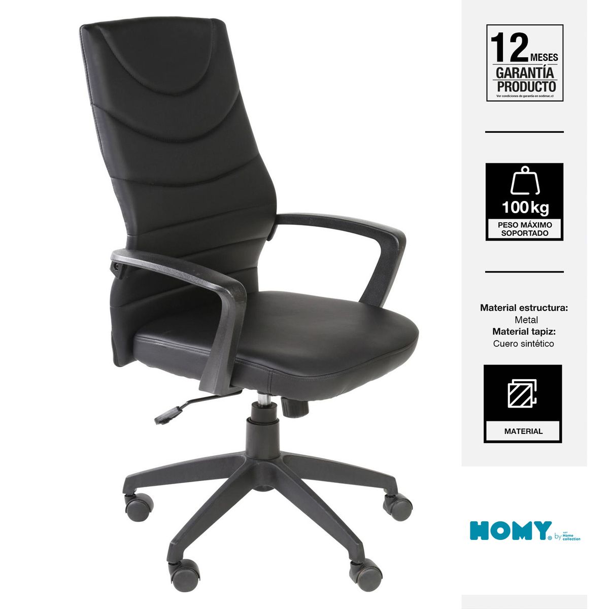 HOMY - Silla Escritorio Ejecutiva Marco Negro