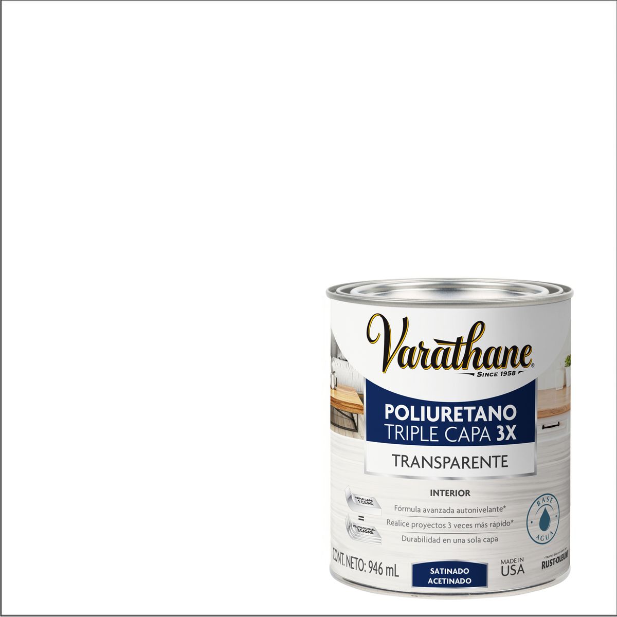 VARATHANE - Barniz Poliuretano Brillante 0.946 l Transparente