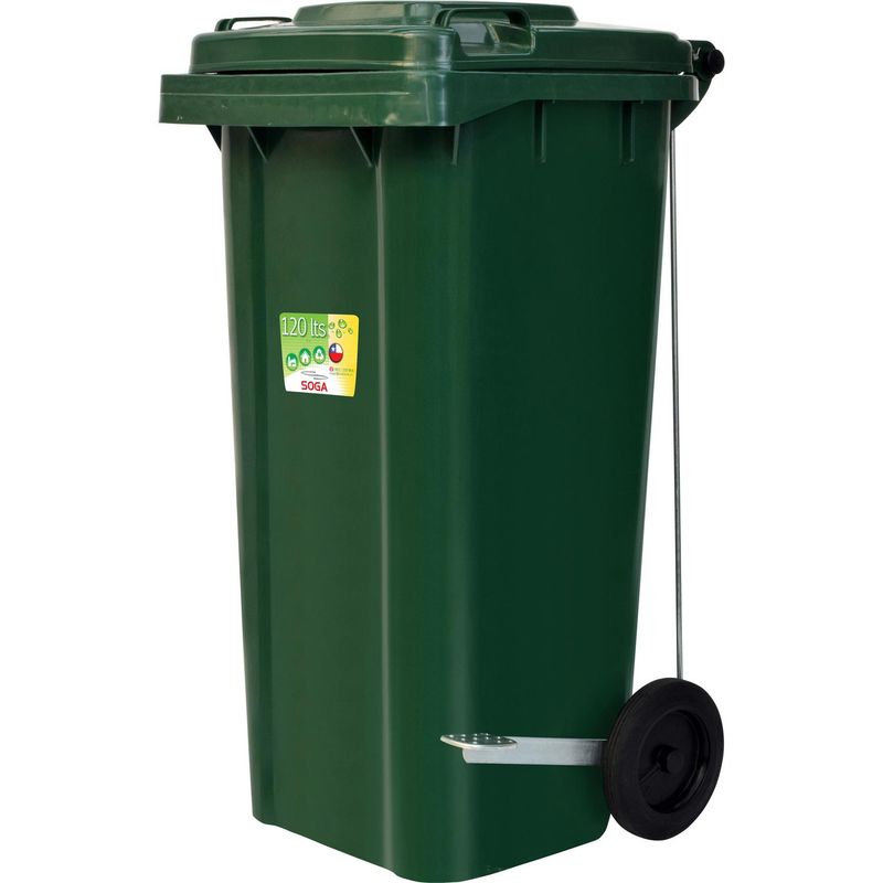 SOGA - Contenedor de Basura Con Tapa 120 Lts Verde
