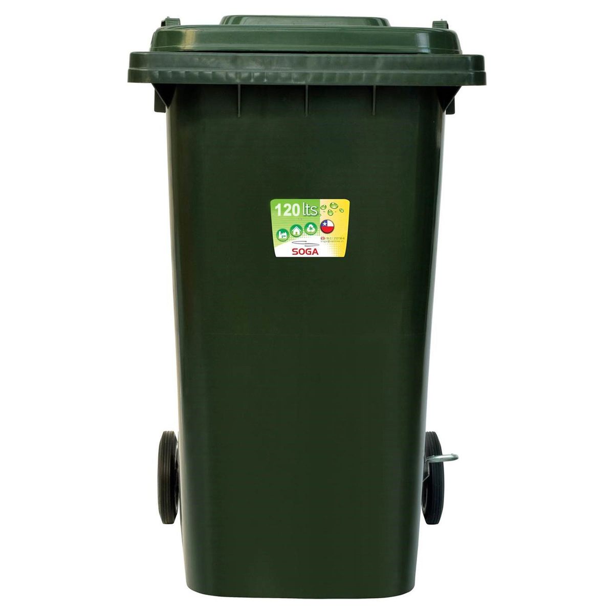 SOGA - Contenedor de Reciclaje Soga 120 Litros con Pedal Verde para Jardín