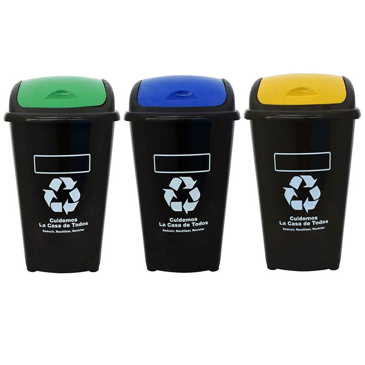 SOGA - Set de Basureros 60 Litros Plástico Negro