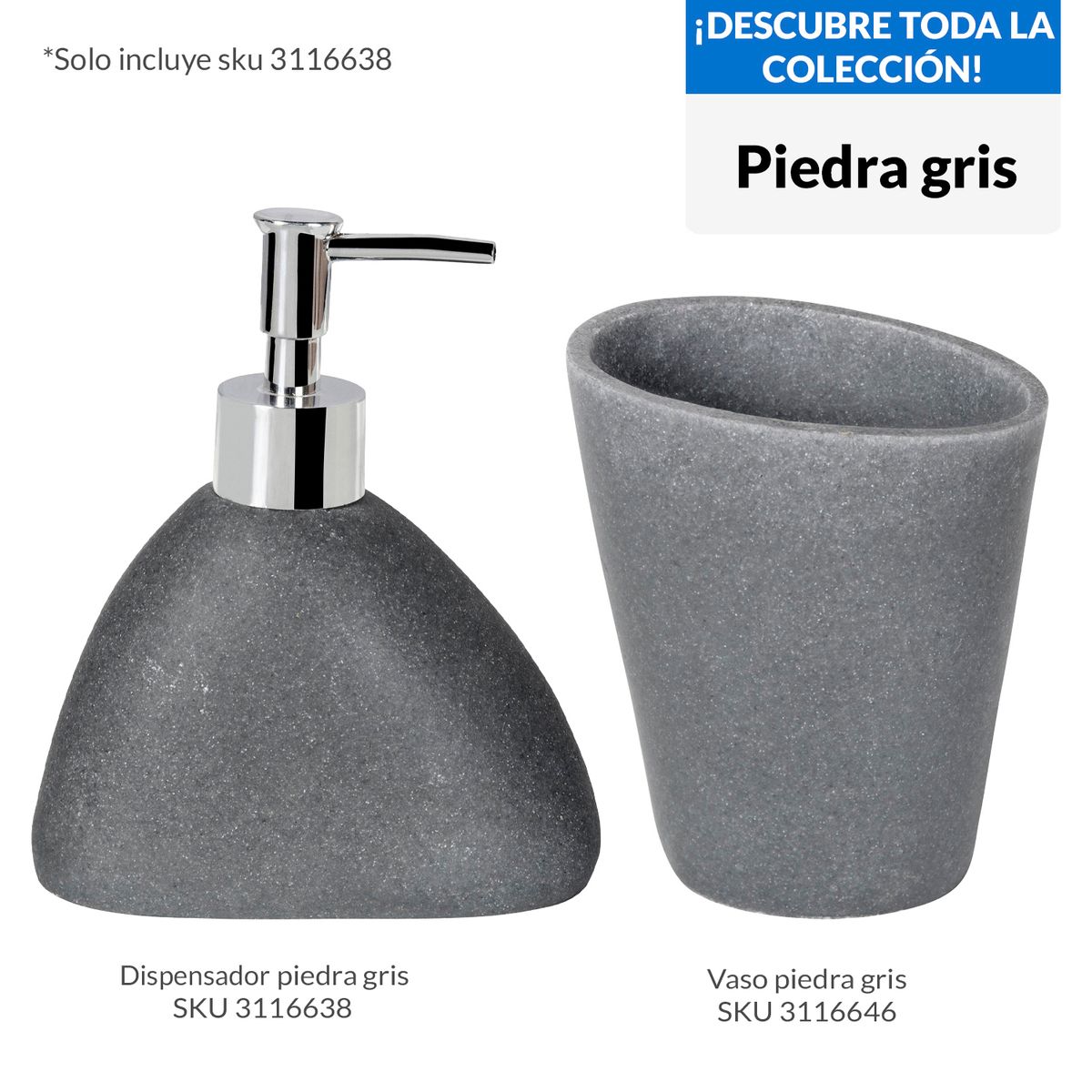 JUST HOME COLLECTION - Dispensador de jabón para baño gris
