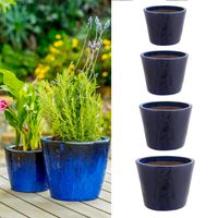 Set 4 Maceteros de Cerámica Azul