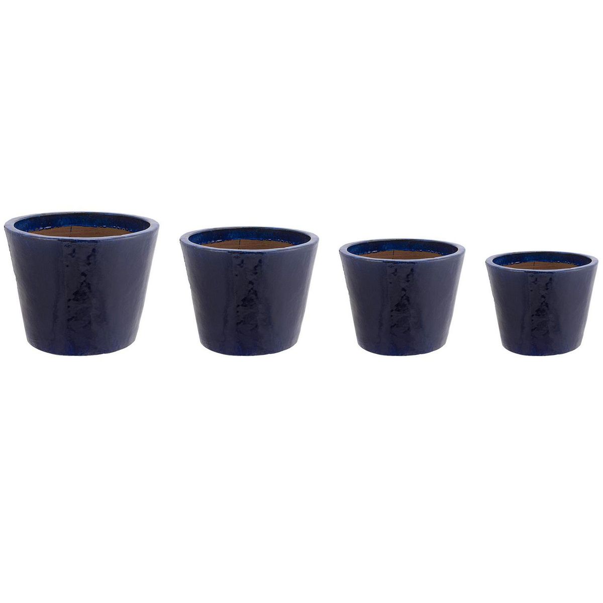 JUST HOME COLLECTION - Set 4 Maceteros de Cerámica Azul
