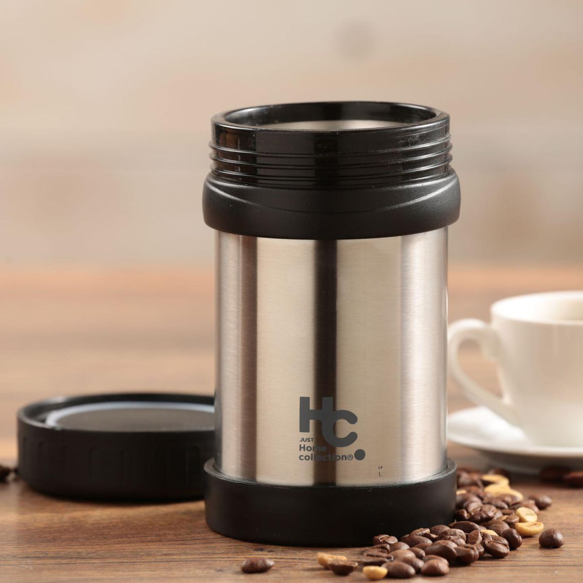 JUST HOME COLLECTION - Termo para Comida 350 ml Plateado/ Negro