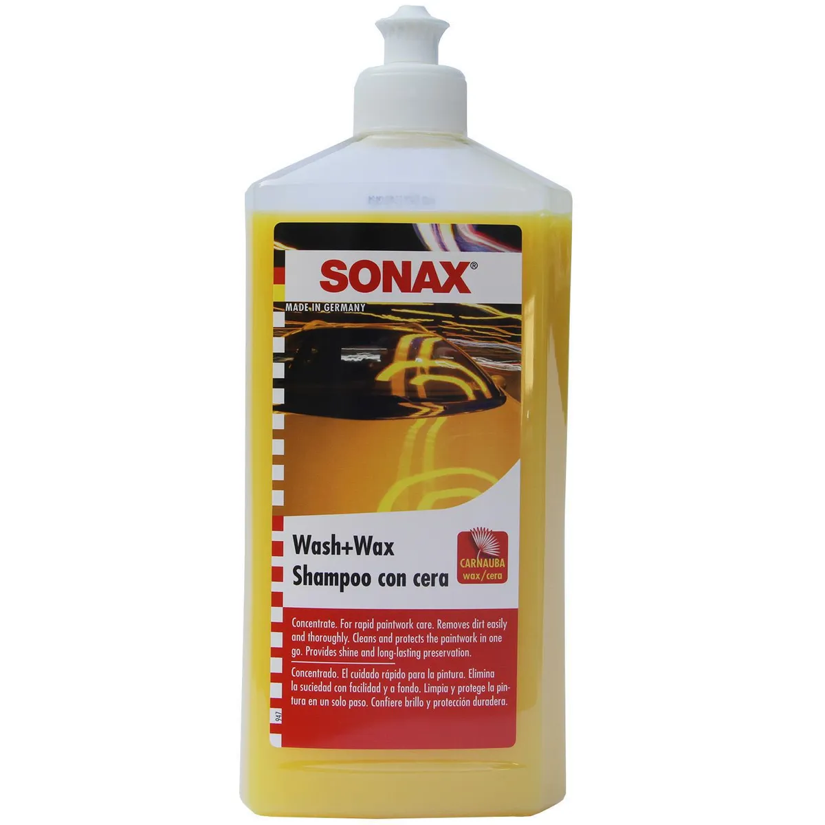 SONAX - Shampoo para Auto Sonax Wash+wax 500 ml Limpieza y Protección