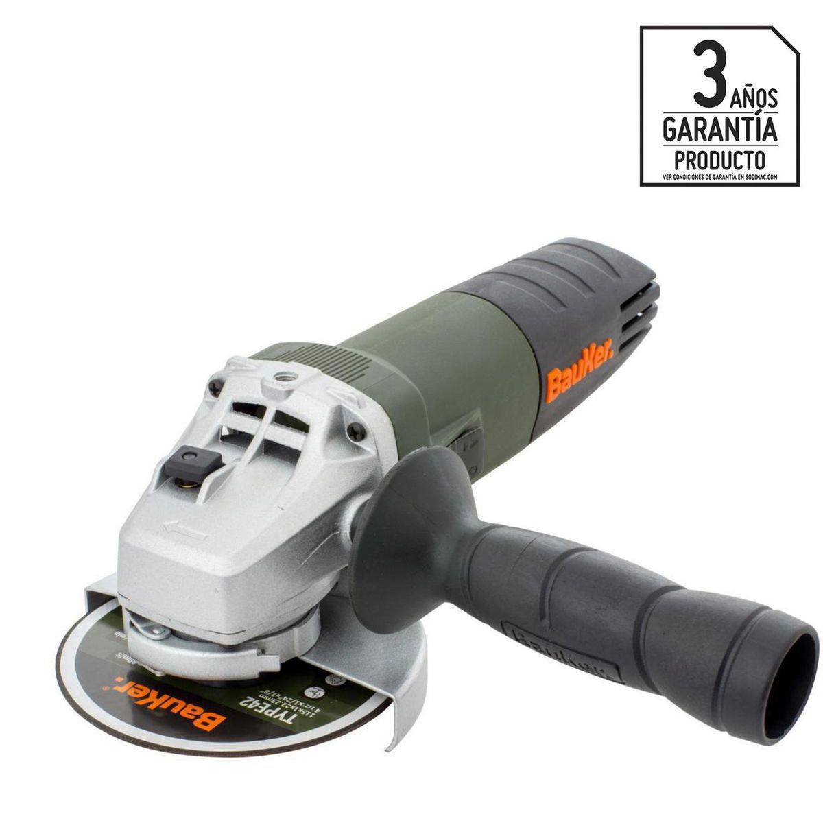 BAUKER - Esmeril angular eléctrico 4,5" 820W + 20 discos