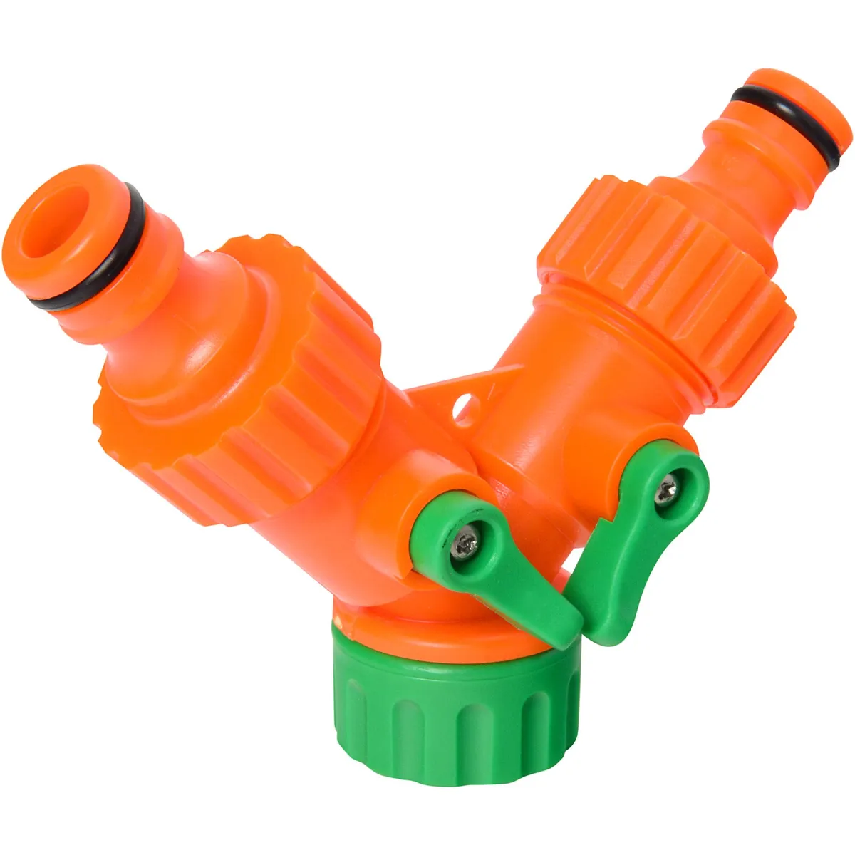 ERGO - Unión para manguera con 2 salidas 1/2" y 3/4" de plástico