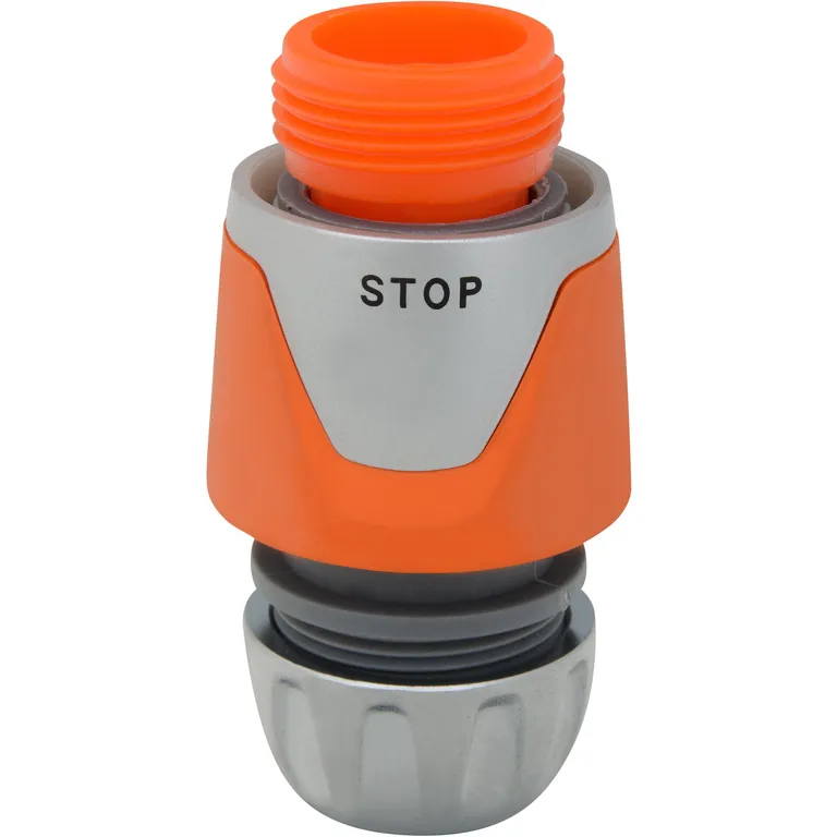 Conector para manguera 1/2" de plástico con stop