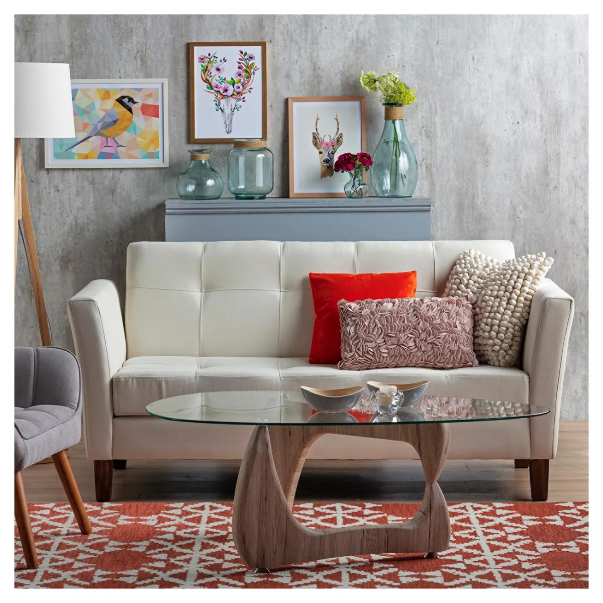 NUEVALINEA - Sofá 2 cuerpos Londres 170x84x76 cm Crudo