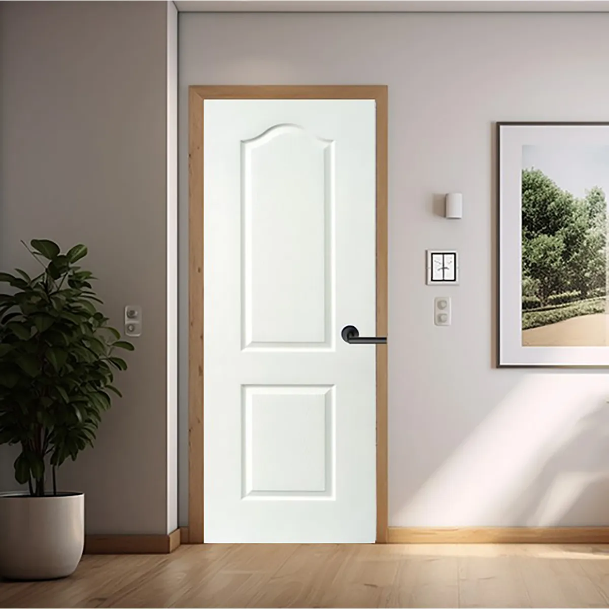 MULTIMARCA - Puerta Prestige HDF con 2 Paneles con Perforación Blanco Prepintada