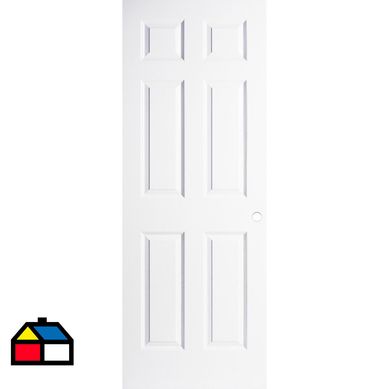 Puerta Sinfona HDF 85x200 C/6 Paneles C/ Perforacin Blanco Prepint