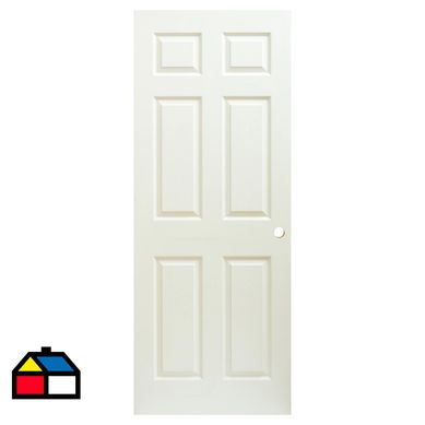 Puerta Sinfona HDF 75x210 C/6 Paneles C/ Perforacin Blanco Prepint