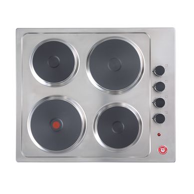 Encimera elctrica 4 quemadores negro/inox.