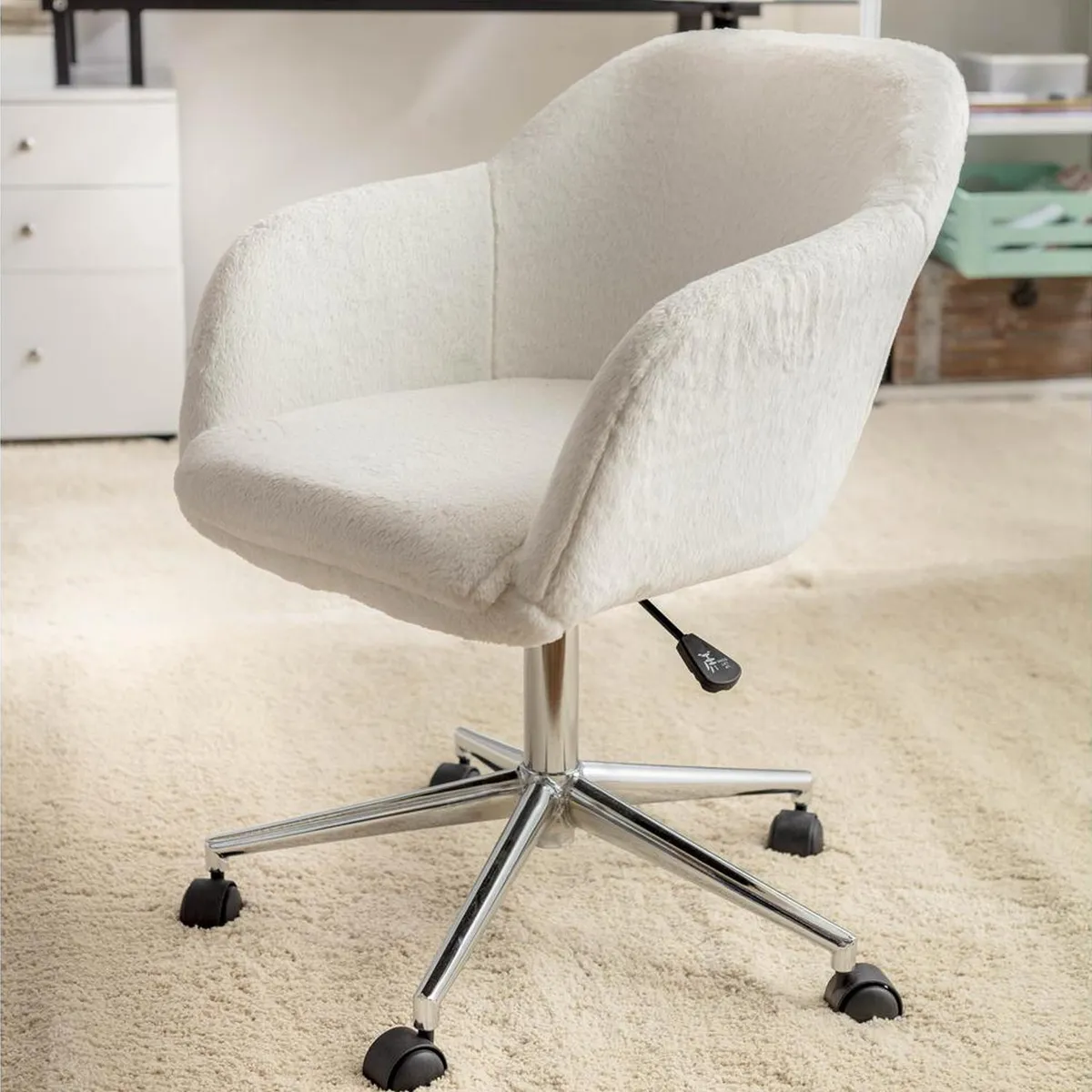 JUST HOME COLLECTION - Silla Escritorio Ejecutiva Copito Blanco