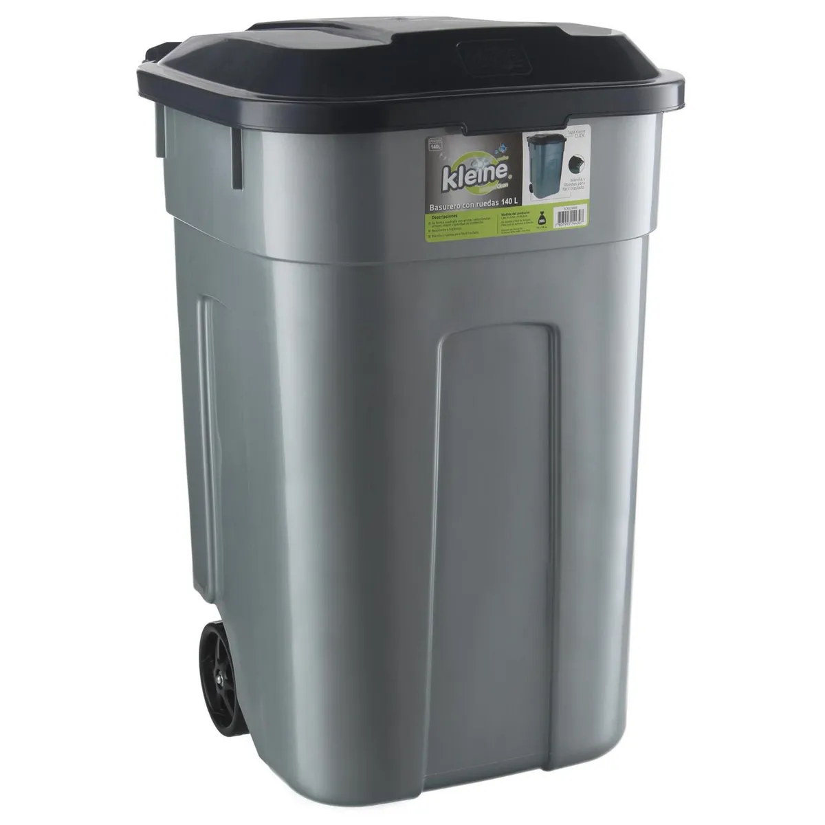 KLEINE WOLKE - Basurero Contenedor Kleine Wolke 140 L Negro Con Ruedas