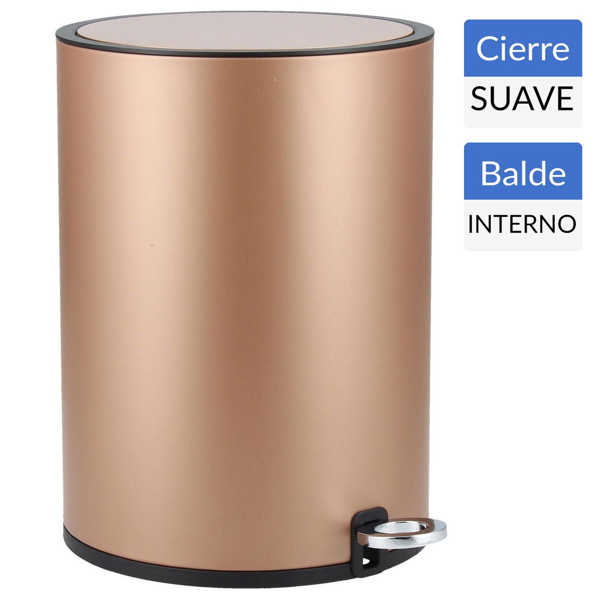 JUST HOME COLLECTION - Basurero 6 Litros Metal Café