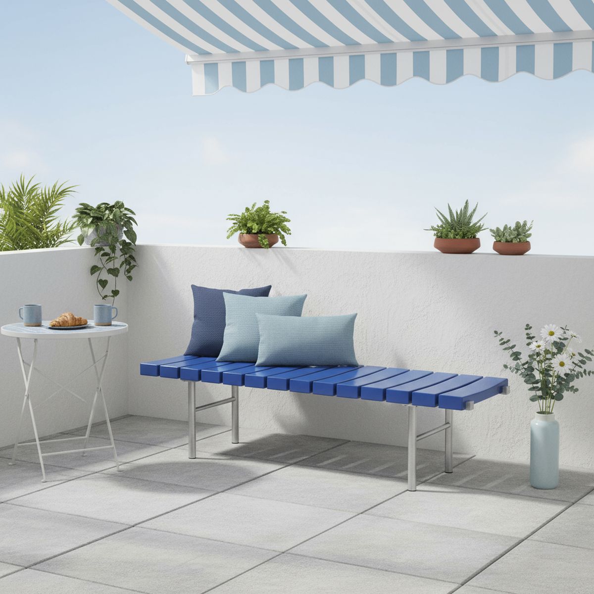 MALETEK - Banqueta de espera 45x45x150 cm azul