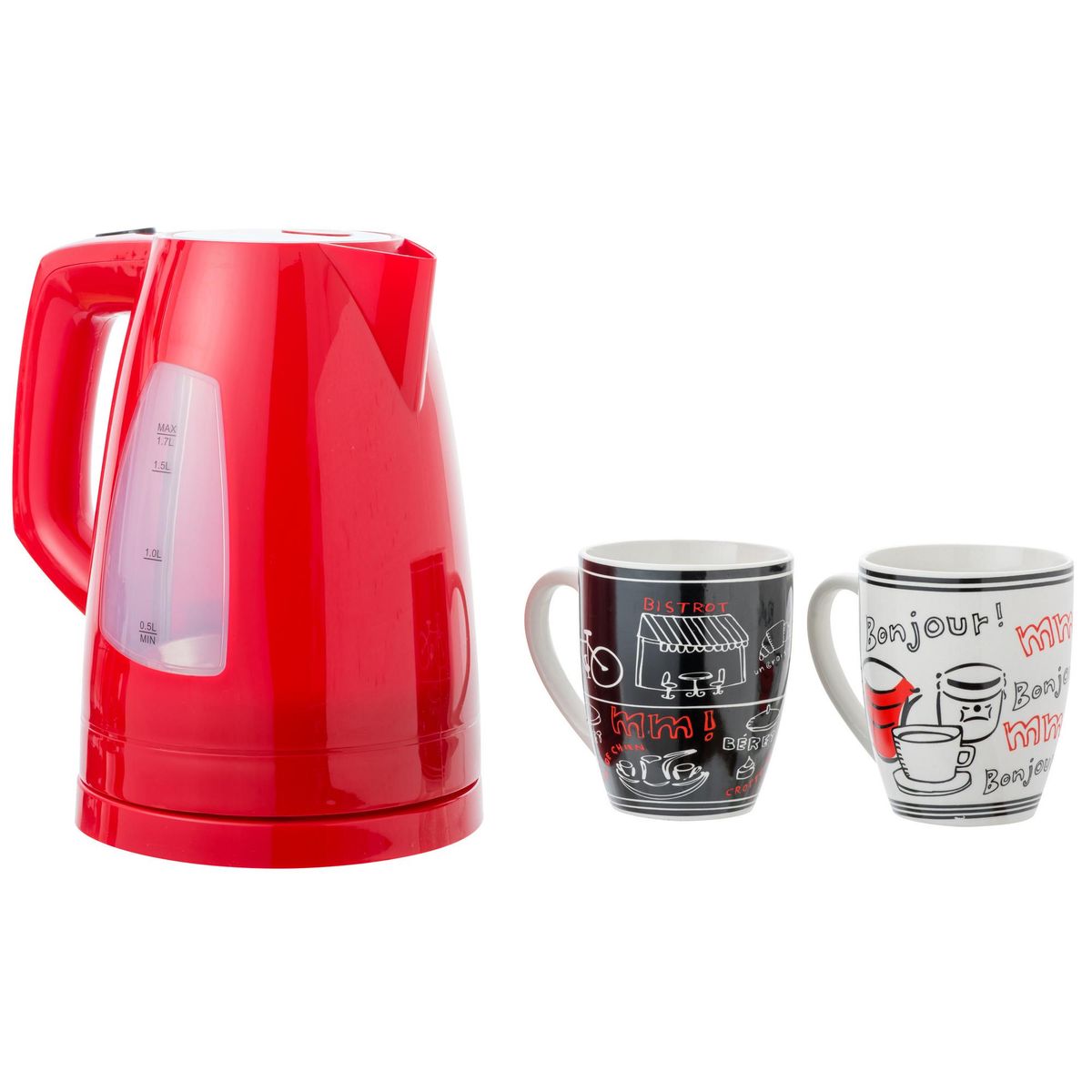 VALORY - Combo hervidor + 2 tazas rojo
