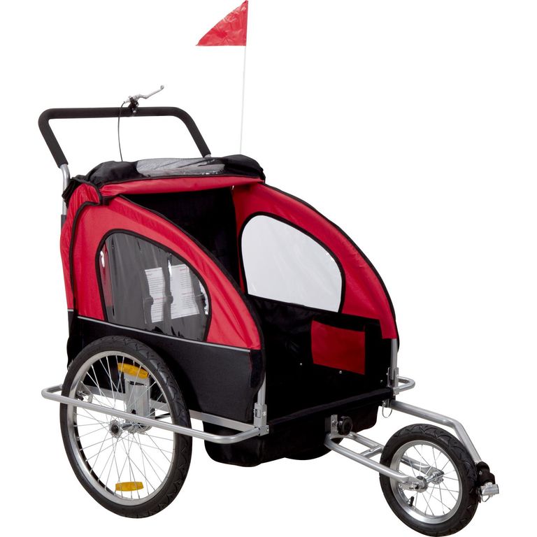 Carro jogger y trailer rojo