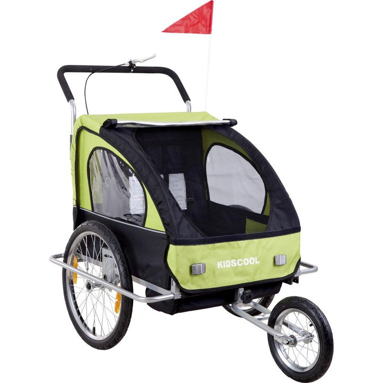 Carro jogger y trailer verde