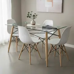 JUST HOME COLLECTION - Juego de Comedor Soar 4 Sillas Mesa Rectangular 80x76x120 cm Transparente