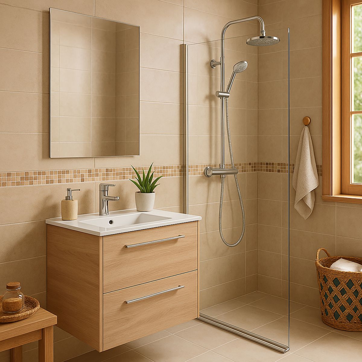 ROYO - Kit Vanitorio + Espejo Nogal