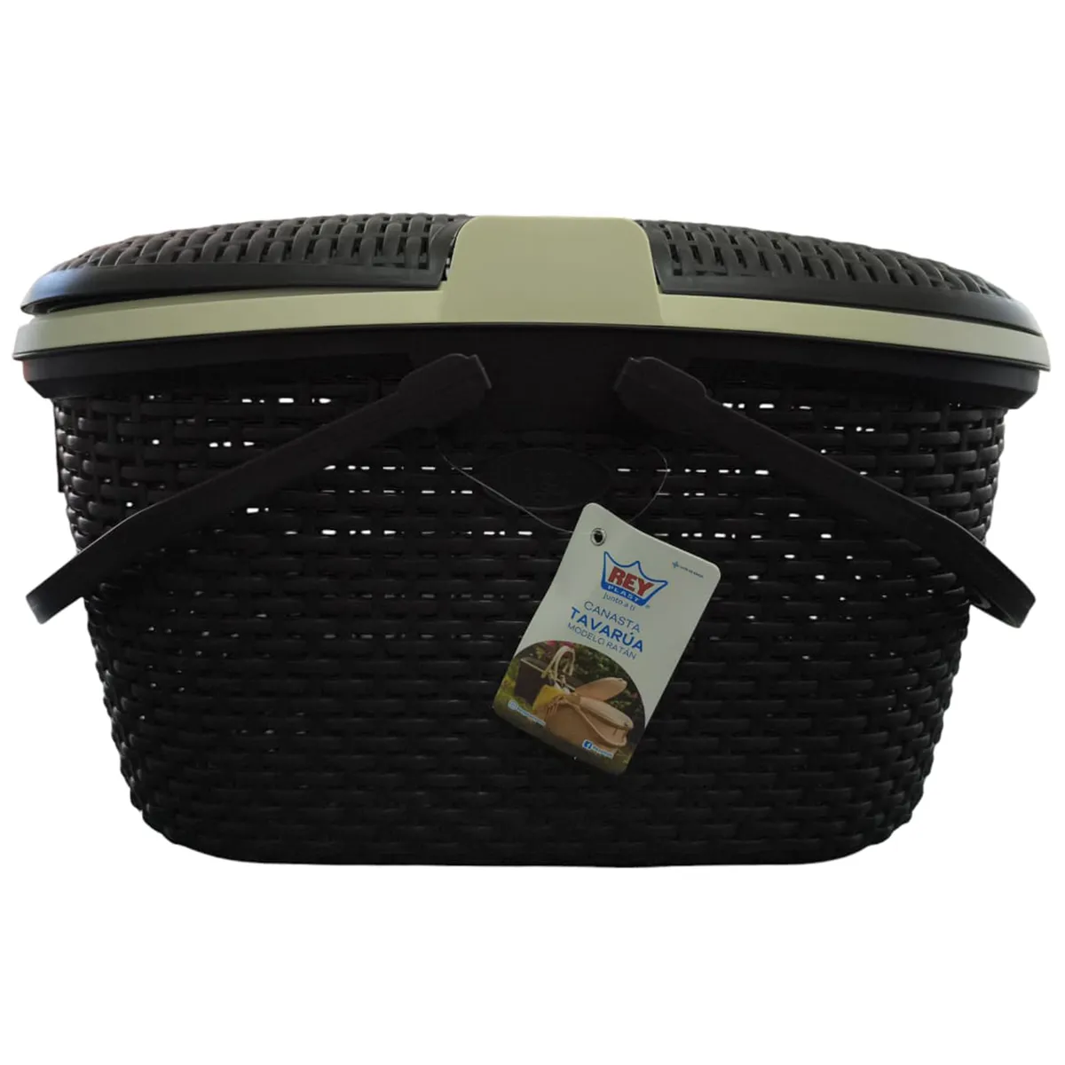 REYPLAST - Canasta ratán 36.4x29.1x47 cm 49.8 l Marron