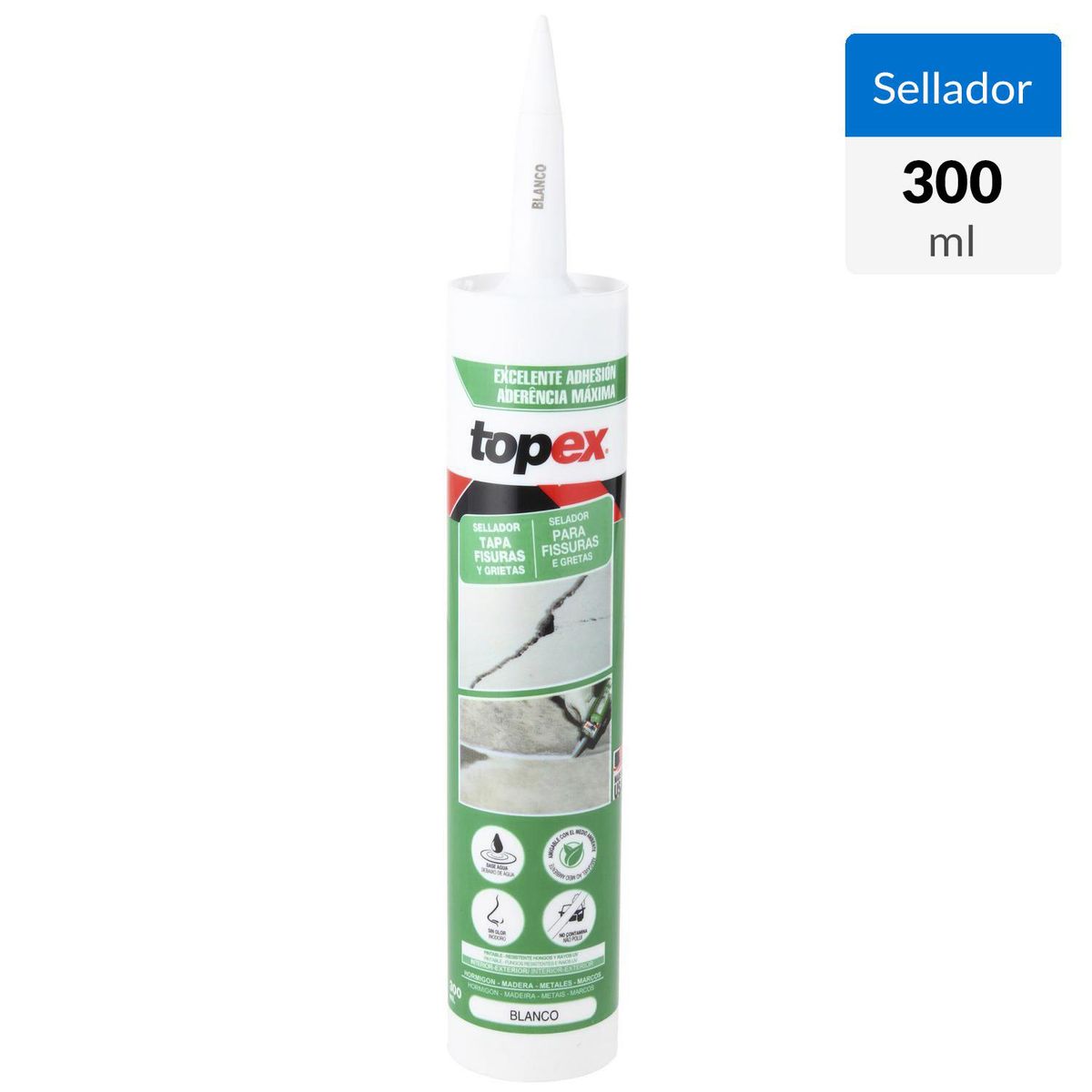 TOPEX - Sellador Topex 300 ml Multiuso para Fisuras y Grietas Blanco