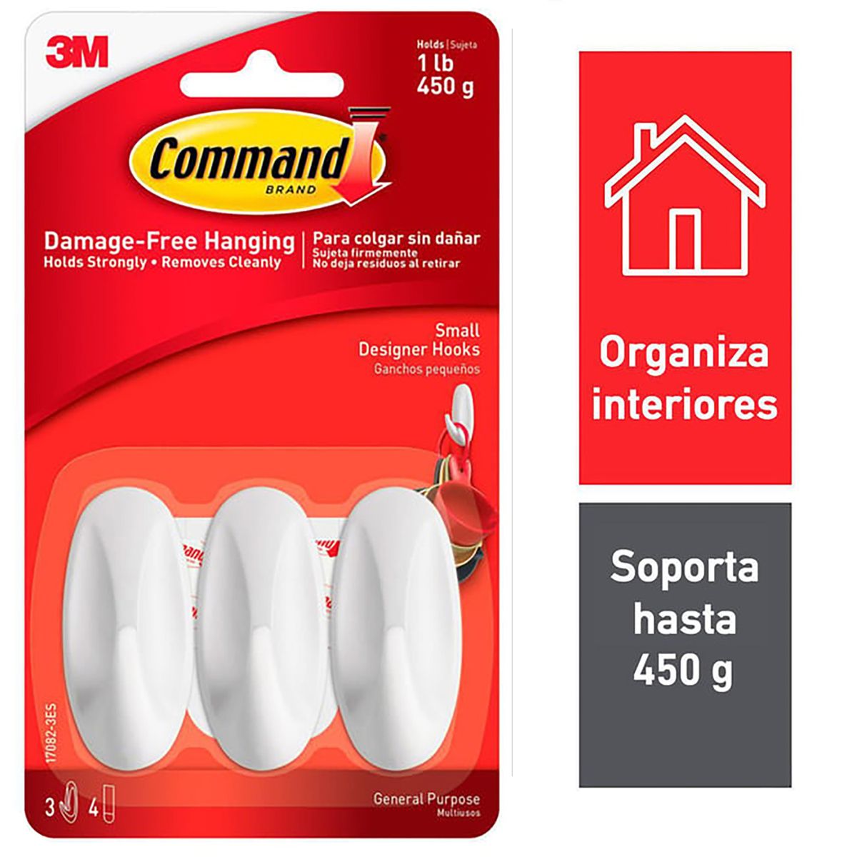 COMMAND - Ganchos pequeños Ovalado blanco 3 unidades
