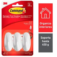 COMMAND - Ganchos pequeños Ovalado blanco 3 unidades