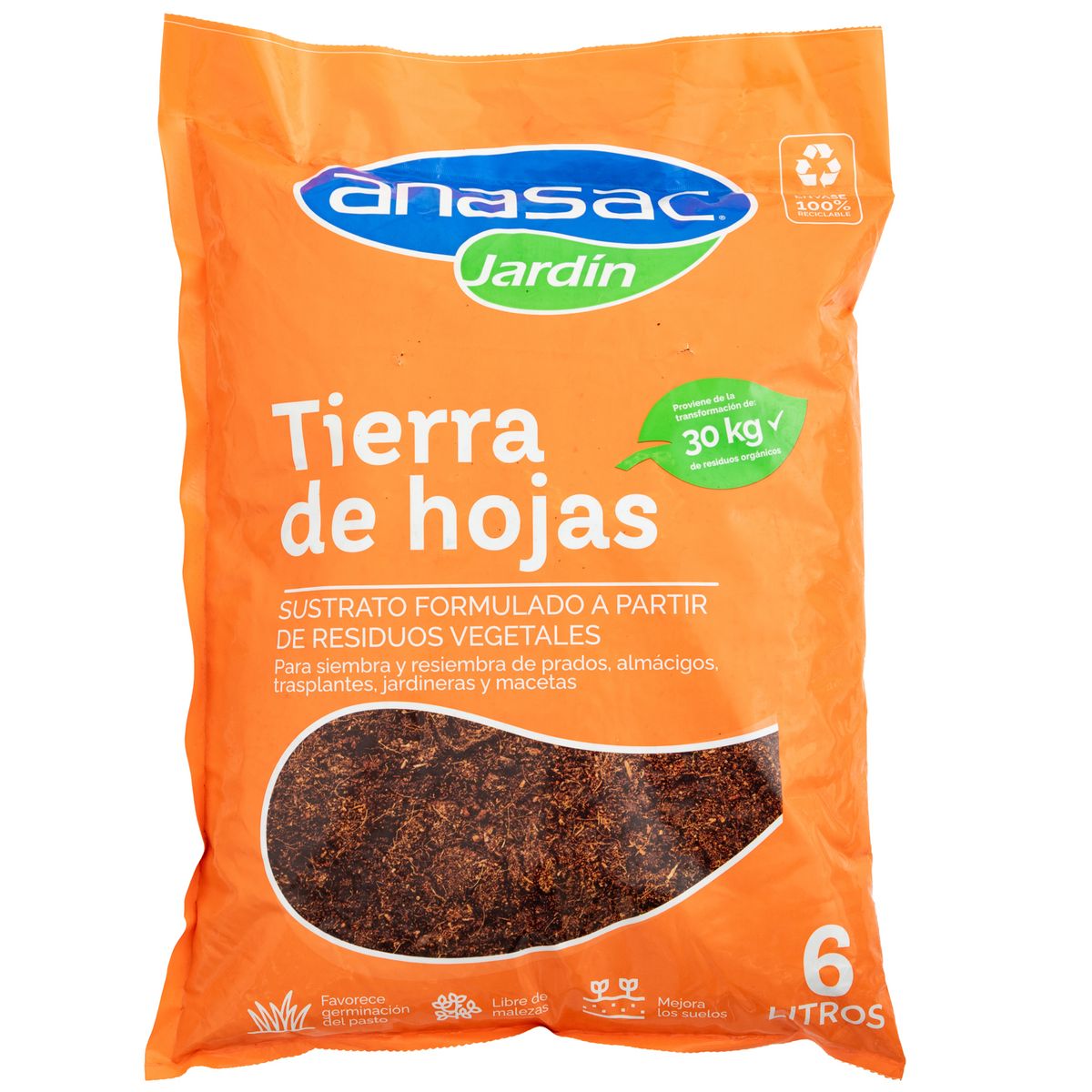 ANASAC - Tierra de Hoja para Jardín 6 litros saco
