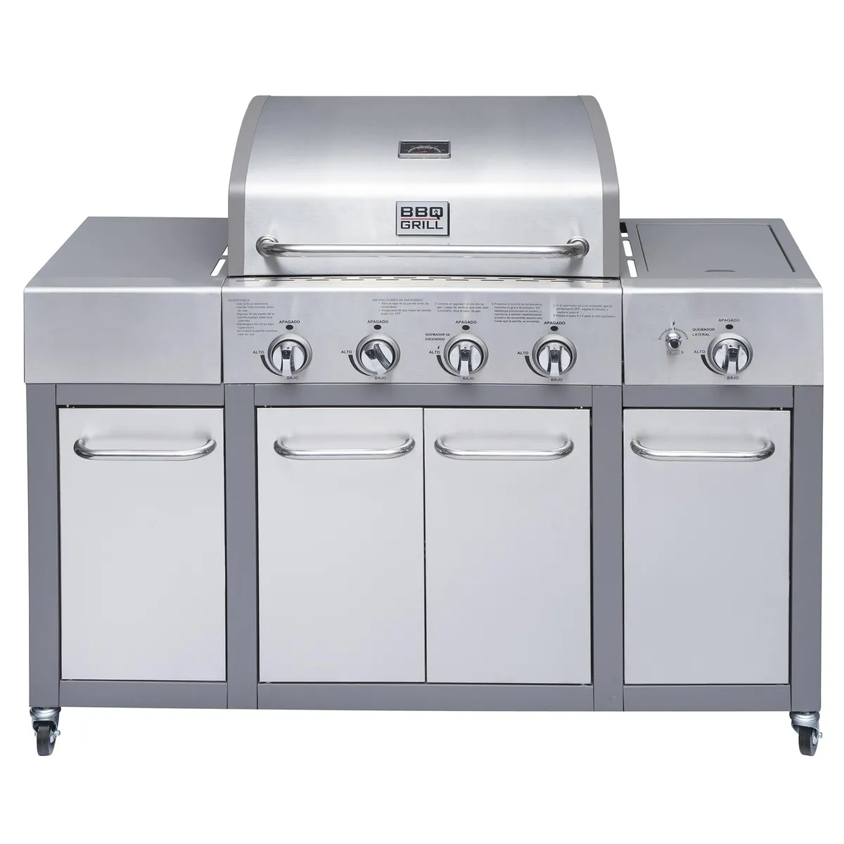 BBQ GRILL - Parrilla a Gas 4 Quemadores + Quemador Lateral Buffalo BBQ Grill