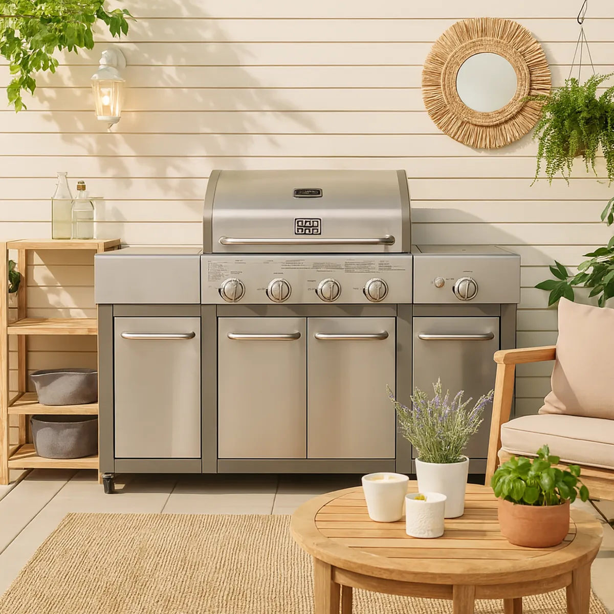 BBQ GRILL - Parrilla a Gas 4 Quemadores + Quemador Lateral Buffalo BBQ Grill