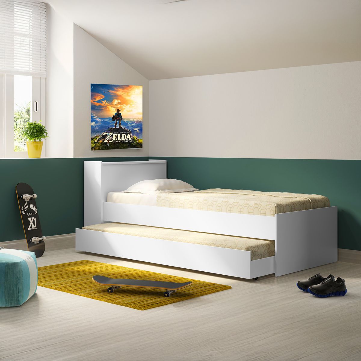 KIDSCOOL - Cama nido 88x80x215 cm blanco