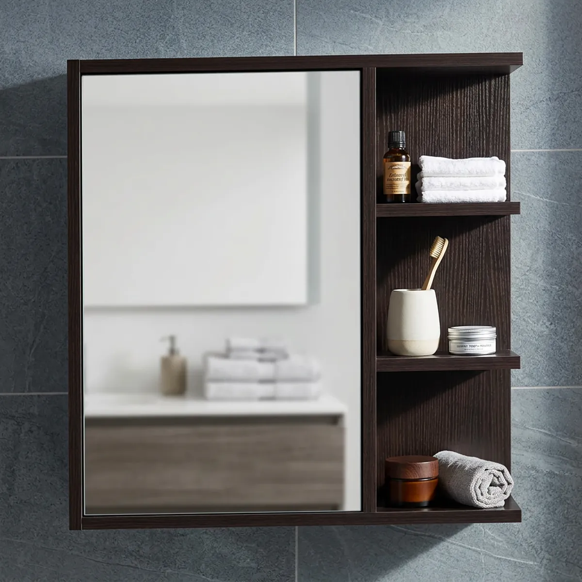 SENSI DACQUA - Botiquín Para Baño 60X60X15 Cm Nuez