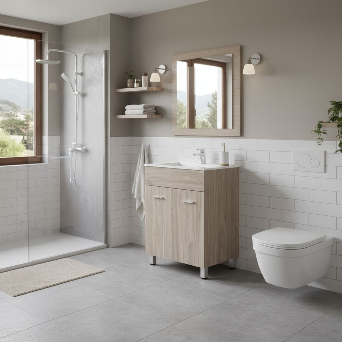 SENSI DACQUA - Mueble vanitorio 60x46x85 cm gris